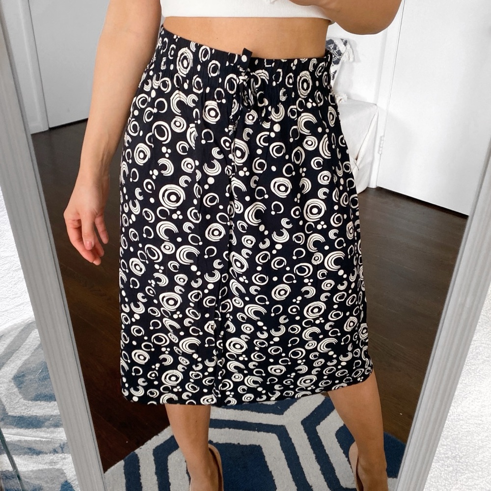 🔘 LUSA PARIS BLACK IVORY ABSTRACT PRINT HIGH WAIST COTTON SKIRT!